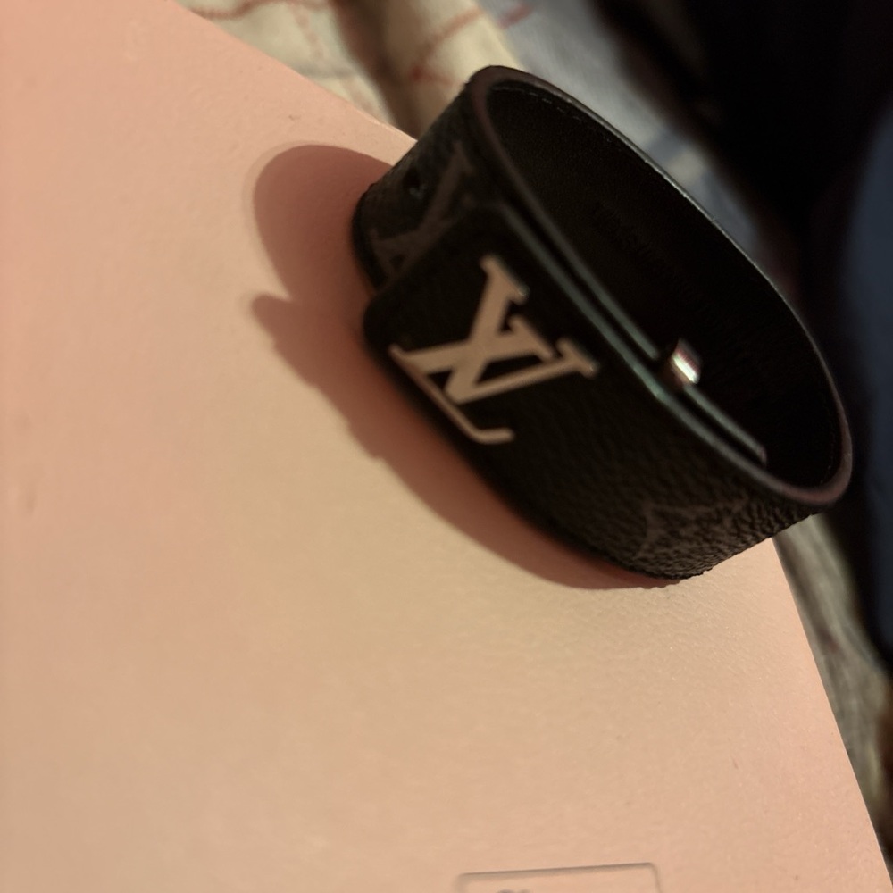 Louis Vuitton Black Leather Monogram Cuff